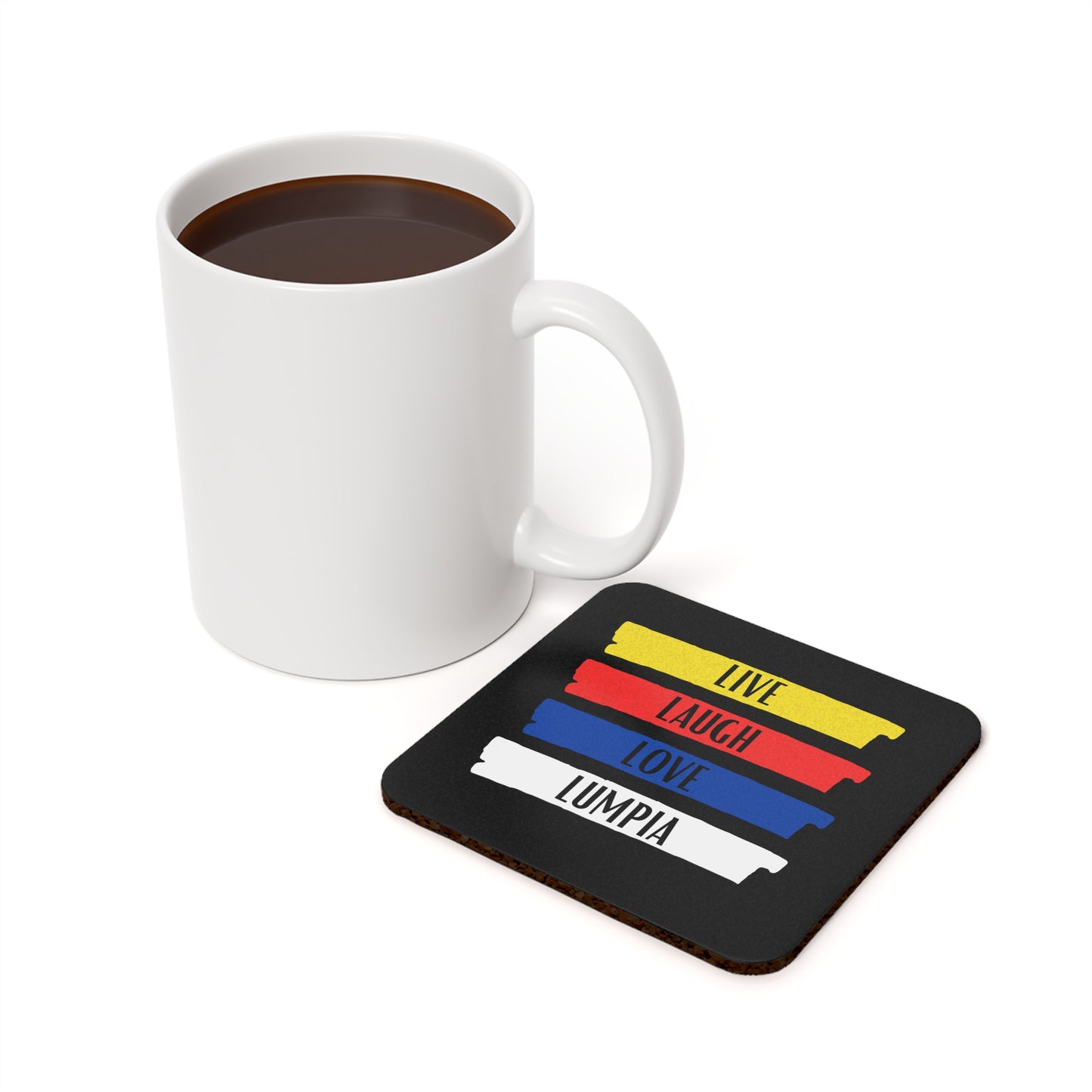 Cork Back Coaster Live Laugh Love Lumpia
