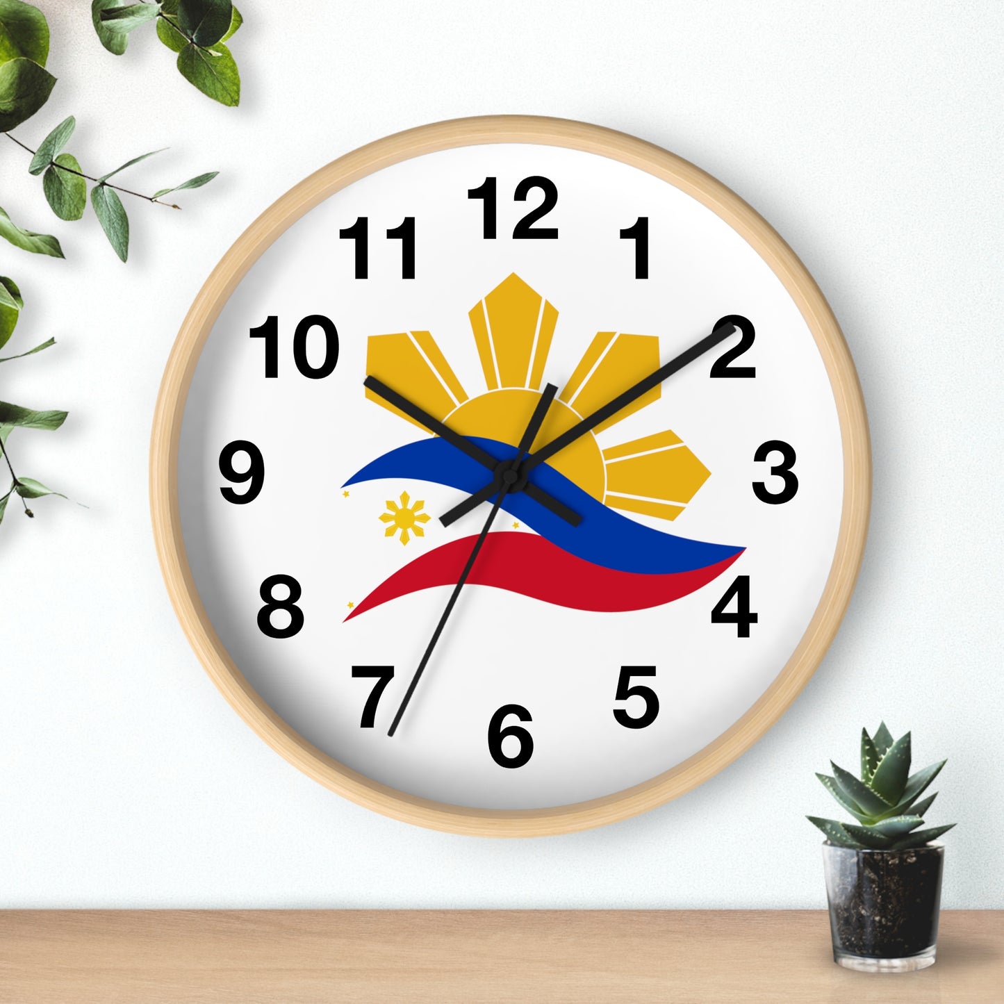 Wall Clock Sun & Flag