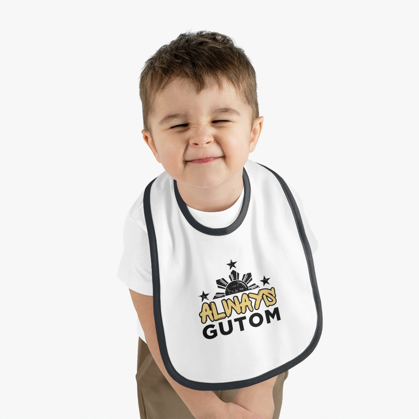 Baby Contrast Trim Jersey Bib - Always Gutom