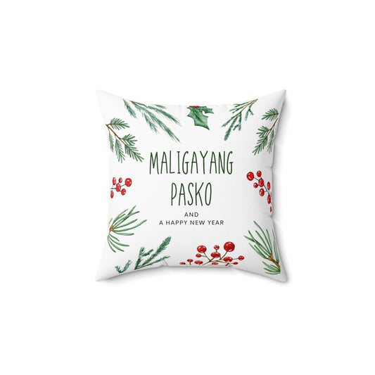 Spun Polyester Square Pillow - Maligayang Pasko